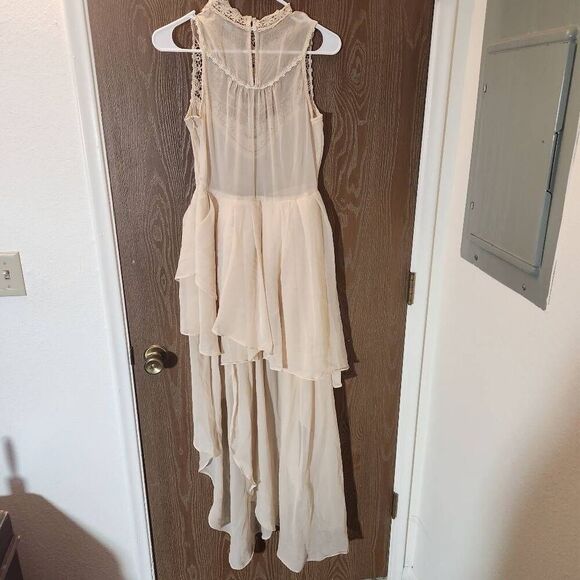 Peach transparent high-necked dress - Picture 2 of 5